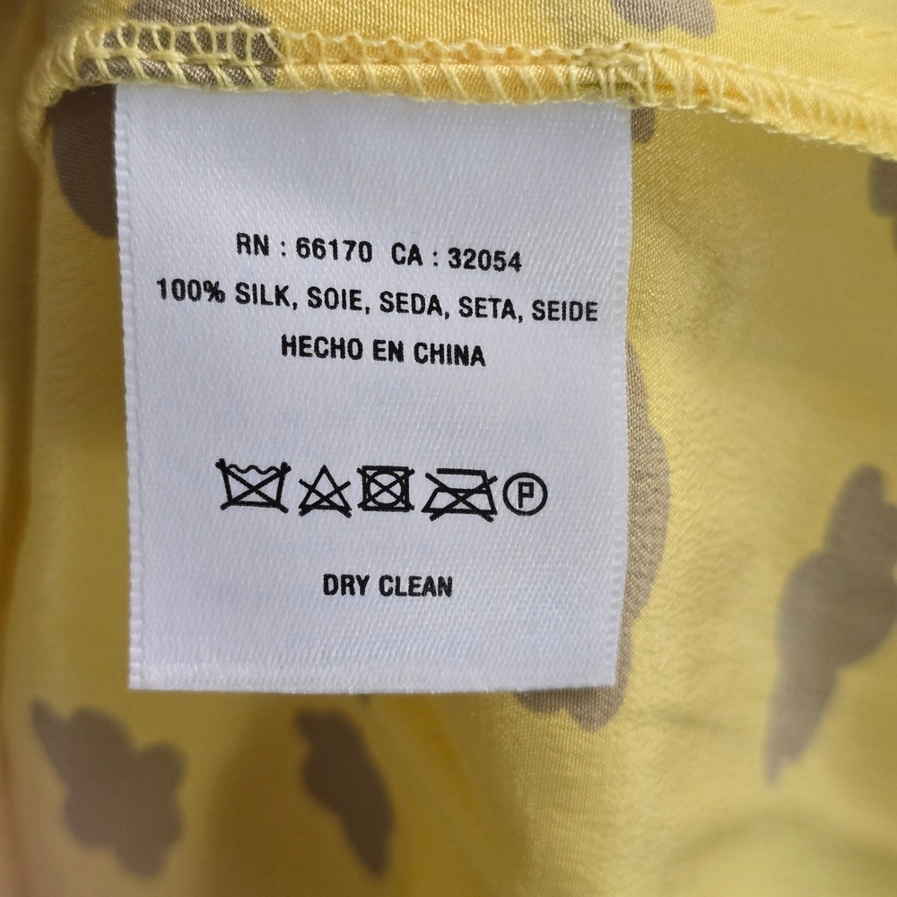 Maeve Linosa Blouse Womens Size‎ Petite S Yellow Grey Cloud 100% Silk Whimsical - Picture 7 of 10
